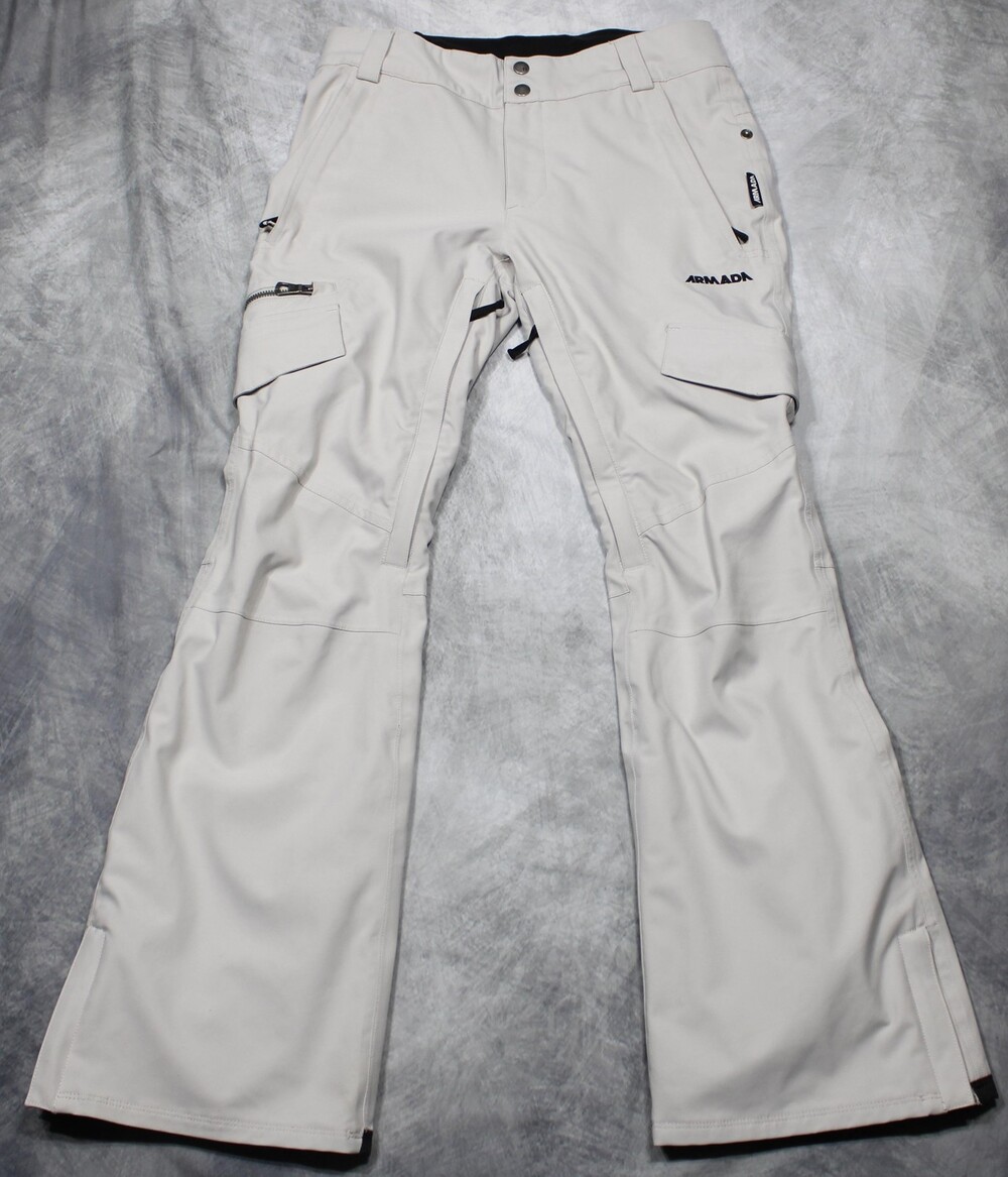 Armada Snow Pants Mens XS Beige Softshell Waterproof Ski Cargo 10Kmm Breathable